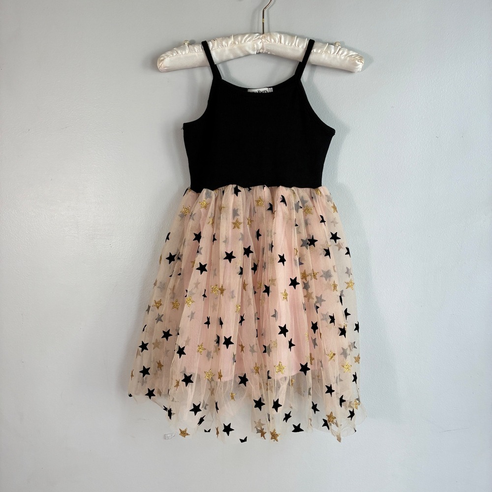 NNJXD Star Tulle Tutu Dress Kids Size‎ 140 Pink Black Gold Glitter Party Dress
